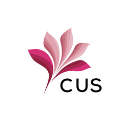 CUS Abstract Pink Flower Petals Logo with Typography , CUS Later Logo, Elegant Gradient Botanical Emblem with Text CUS , Creative Nature-Inspired Logo Concept Isolated on White.  © MSTBANUARA