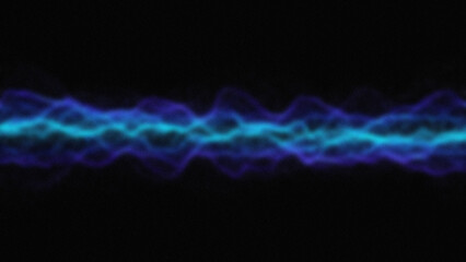 Abstract wavy light patterns of cyan and blue over a dark background Glowing