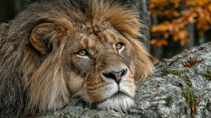 Obraz premium Close-up of a lion resting