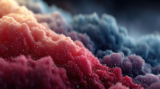Closeup view of colorful smoke clouds creating a dreamy abstract background