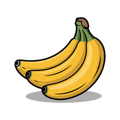 Bananas Cartoon Illustration Ripe Yellow Fruit in Flat Vector Style.