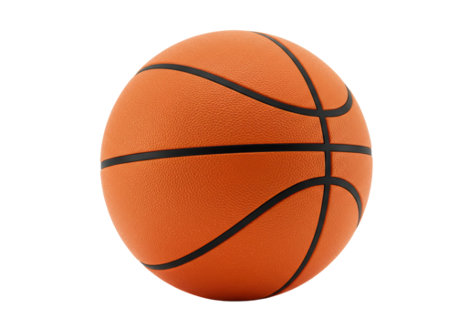 Isolated Bright Orange Basketball with Black Lines Centered