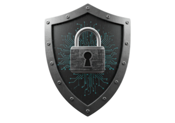 Isolated Shield with Padlock Symbolizing Cybersecurity