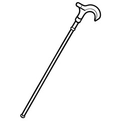 Walking Cane Silhouette Vector Art
