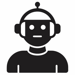 AI chatbot silhouette icon on white background