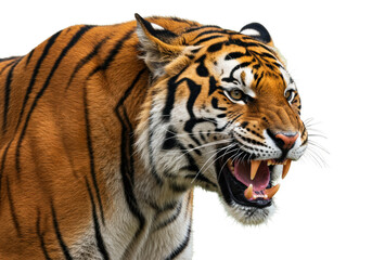 Fototapeta premium Isolated Ferocious Tiger Growling Aggressively