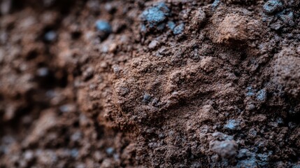A detailed close-up of rich soil texture reveals a captivating interplay of colors and forms, showcasing the beauty and complexity of the earth's natural elements.