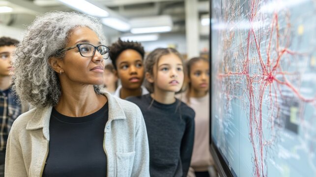 Teacher Explaining Neural Networks on Transparent Screen While Students Watch AI-Powered Visualizations in Smart Classroom