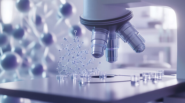 Microscope Analyzing Molecular Structure in a Laboratory Setting - Powered by Adobe