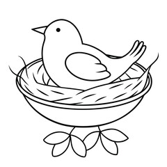 Black Outline illustration bird nest for coloring page