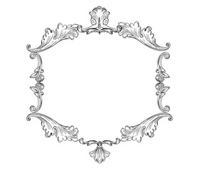 Symmetric hand drawing baroque frame vector illustration