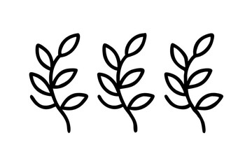 Obraz premium Three simple line art leaves isolated on white background