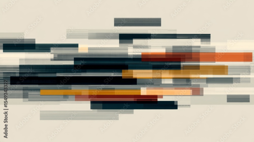Poster Layered lines in varying colors and opacities, overlapping each other to create a visually rich and textured graphic design.
