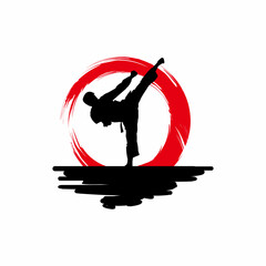 karate silhouette with brush vector © Gunawan