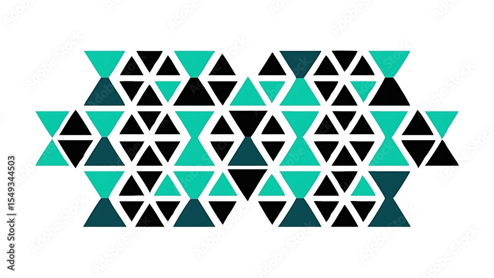 Poster Teal and black triangle pattern isolated on white background