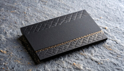 Thick Cardboard Business Card With Rope Emboss And Black Foil Layer Detail