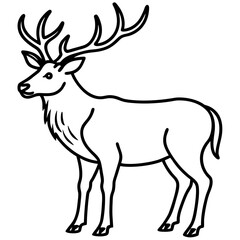 Wapiti and Vole Outline Art in Vector Style