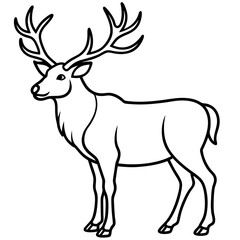 Wapiti and Vole Outline Art in Vector Style