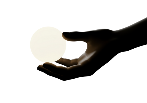 Isolated Hand Holding Glowing Orb Light - Powered by Adobe