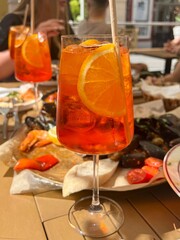 Refreshing Drinks Served During a Summer Gathering at an Outdoor Cafe