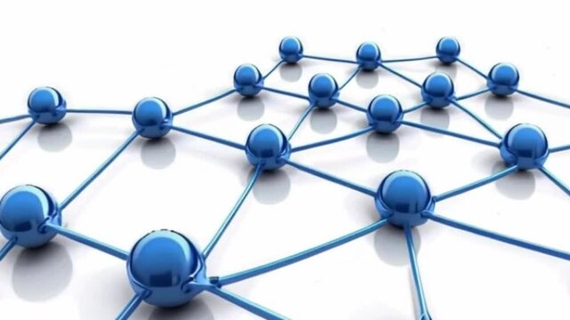Blue network of interconnected spheres