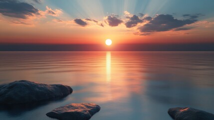 Serene sunset over a calm ocean