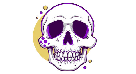 Isolated Skull with Purple Accents and Yellow Halo