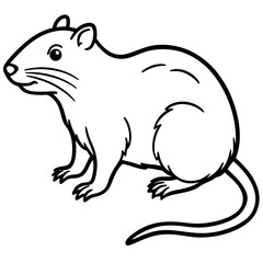 Naklejka premium Water Vole Silhouette Vector in Fine Line Style