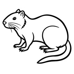 Water Vole Silhouette Vector in Fine Line Style