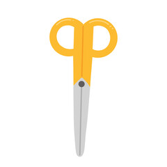 Yellow scissors in a cartoon flat style isolated on a white background.