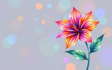 Obraz premium Colorful flower illustration with soft bokeh background.