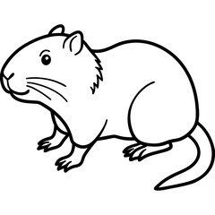 Water Vole Silhouette Vector in Fine Line Style
