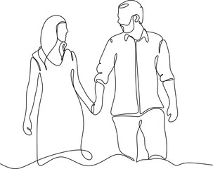 Lineart of a man and woman walking together