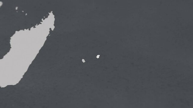 Map of MAURITIUS, From above zooming in to show country&nbsp;with borders.