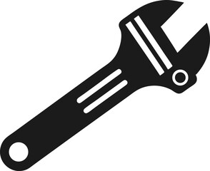 Adjustable Wrench Icon Steel Finish Black And White 