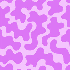 Vector flat background with wavy organic shapes. Abstract psychedelic seamless pattern in retro 1970s style