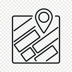 Map with GPS pin line vector icon