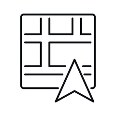 Map with GPS arrow line vector icon