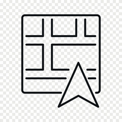 Map with GPS arrow line vector icon