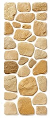 Textured Natural Stones in Various Shapes and Sizes on White Background