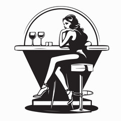 A Lady Sitting Alone at a Bar Feeling Calm and Serene in Solitude