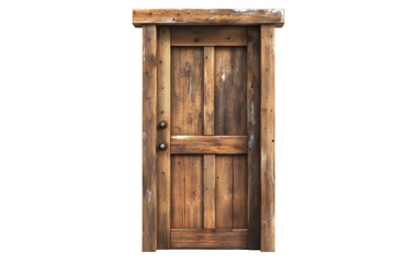 Old rustic wooden door with weathered texture isolated on transparent background.