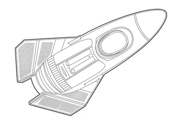Obraz premium A rocket ship, soaring through space. 