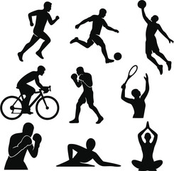 Athletes in Motion – Vector Silhouette Set