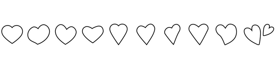 Heart hand drawn icon vector set. love illustration sign collection. romance symbol. Romantic web icons.