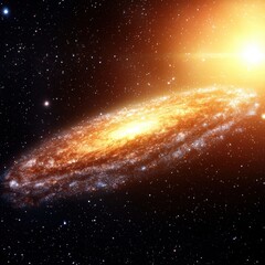 Stunning Spiral Galaxy Astronomical Scene with Bright Star Light