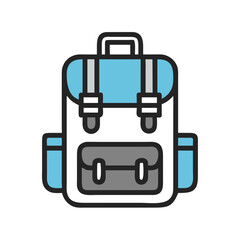 Blue and grey backpack design on a white background 