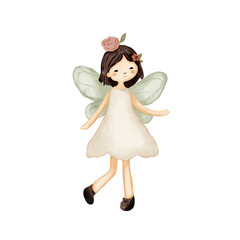 Watercolor fairy vector ai