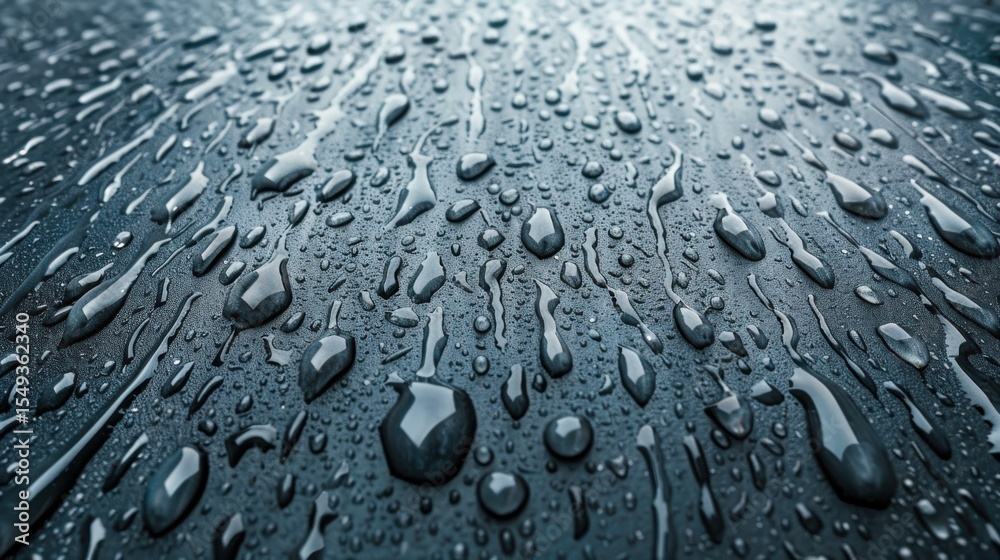 Poster an abstract capture of shimmering water droplets on a sleek surface, showcasing intricate patterns a