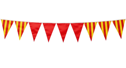 Isolated String of Red and Yellow Pennant Banners